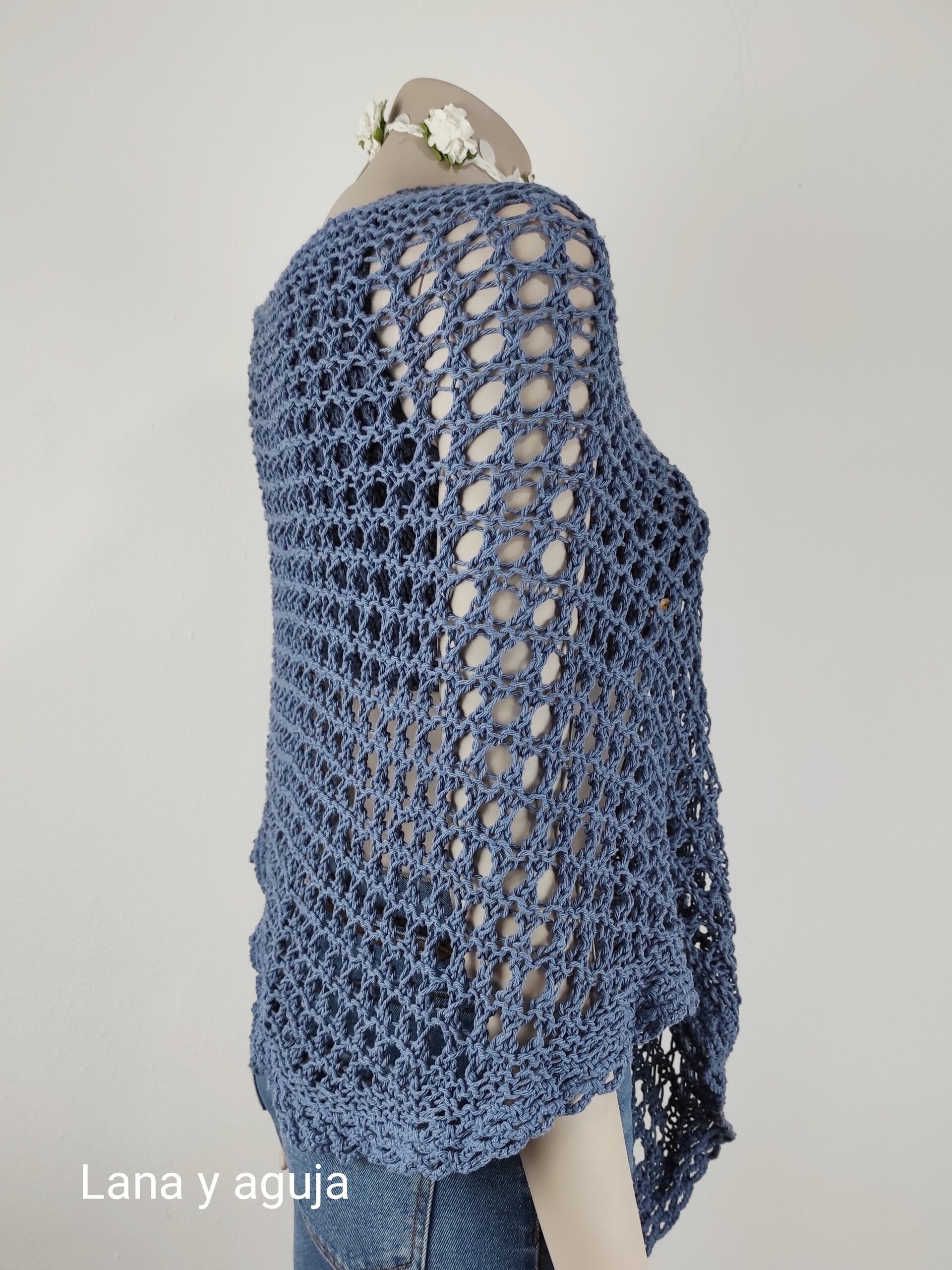 Chal de algodón, VARIOS COLORES, fular tejido a mano, talla única. - 2