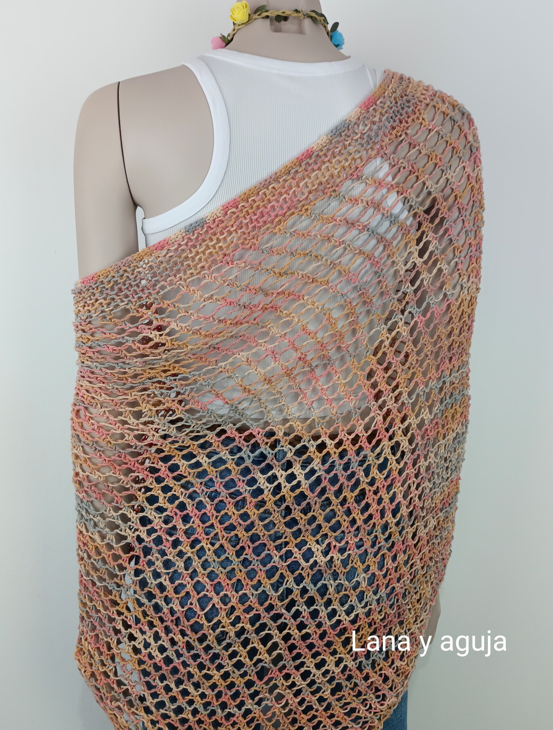 Chal de algodón, fular mujer tejido a mano, talla única, VARIOS COLORES. - 2