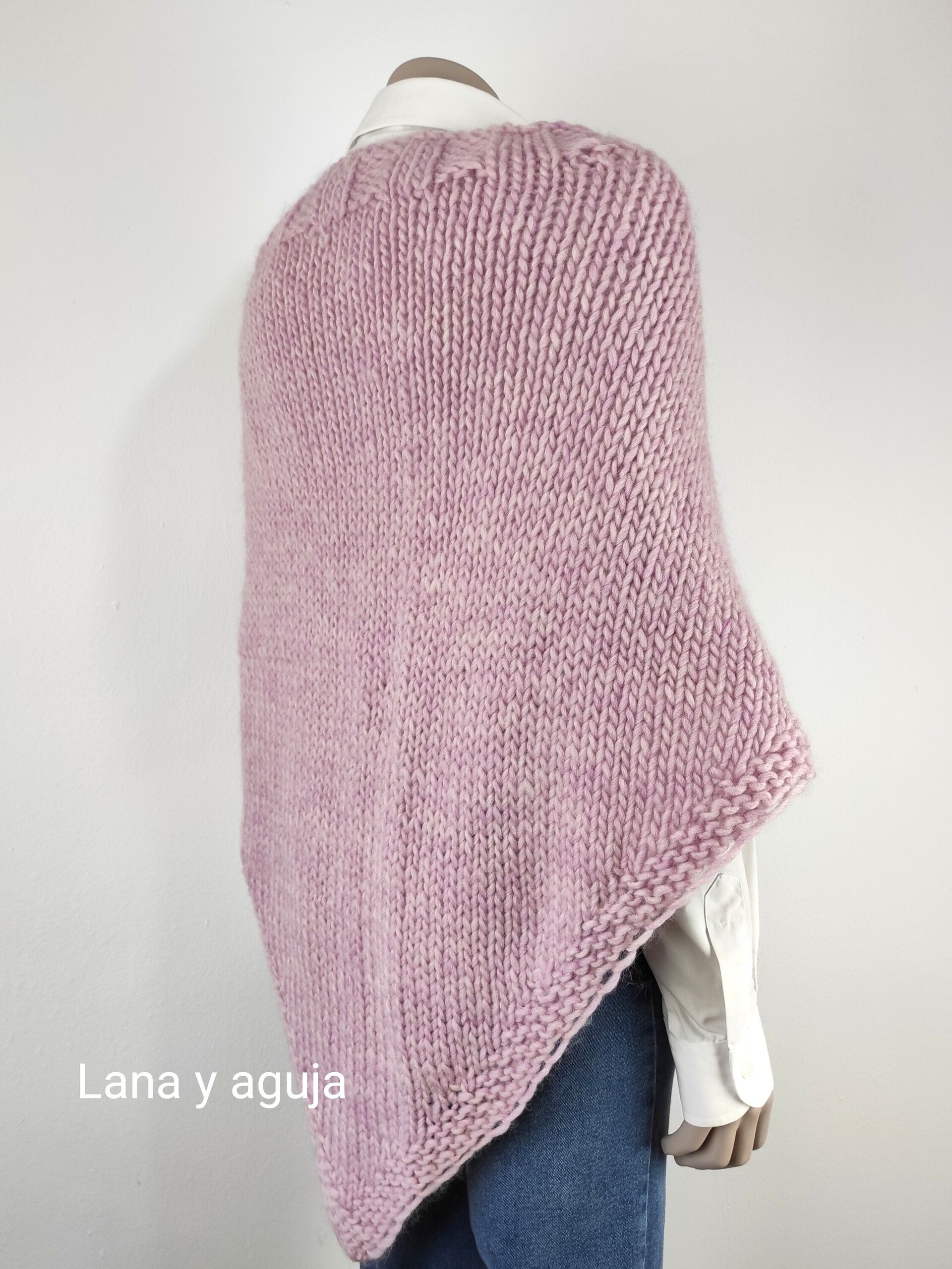 Poncho de lana, varios colores, chal mujer, tejido a mano. - 3