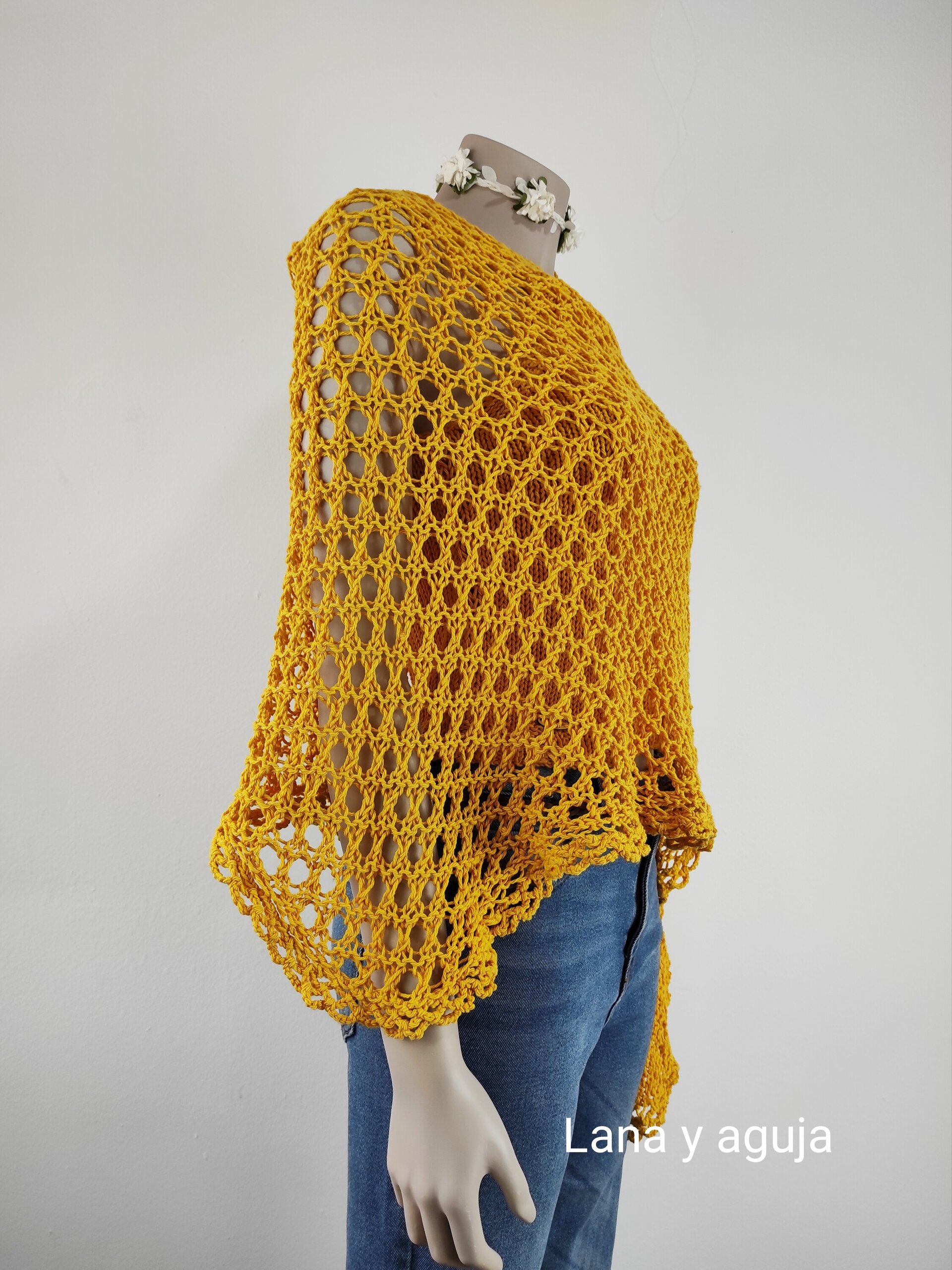 Chal de algodón, VARIOS COLORES, fular mujer tejido a mano, talla única. - 8