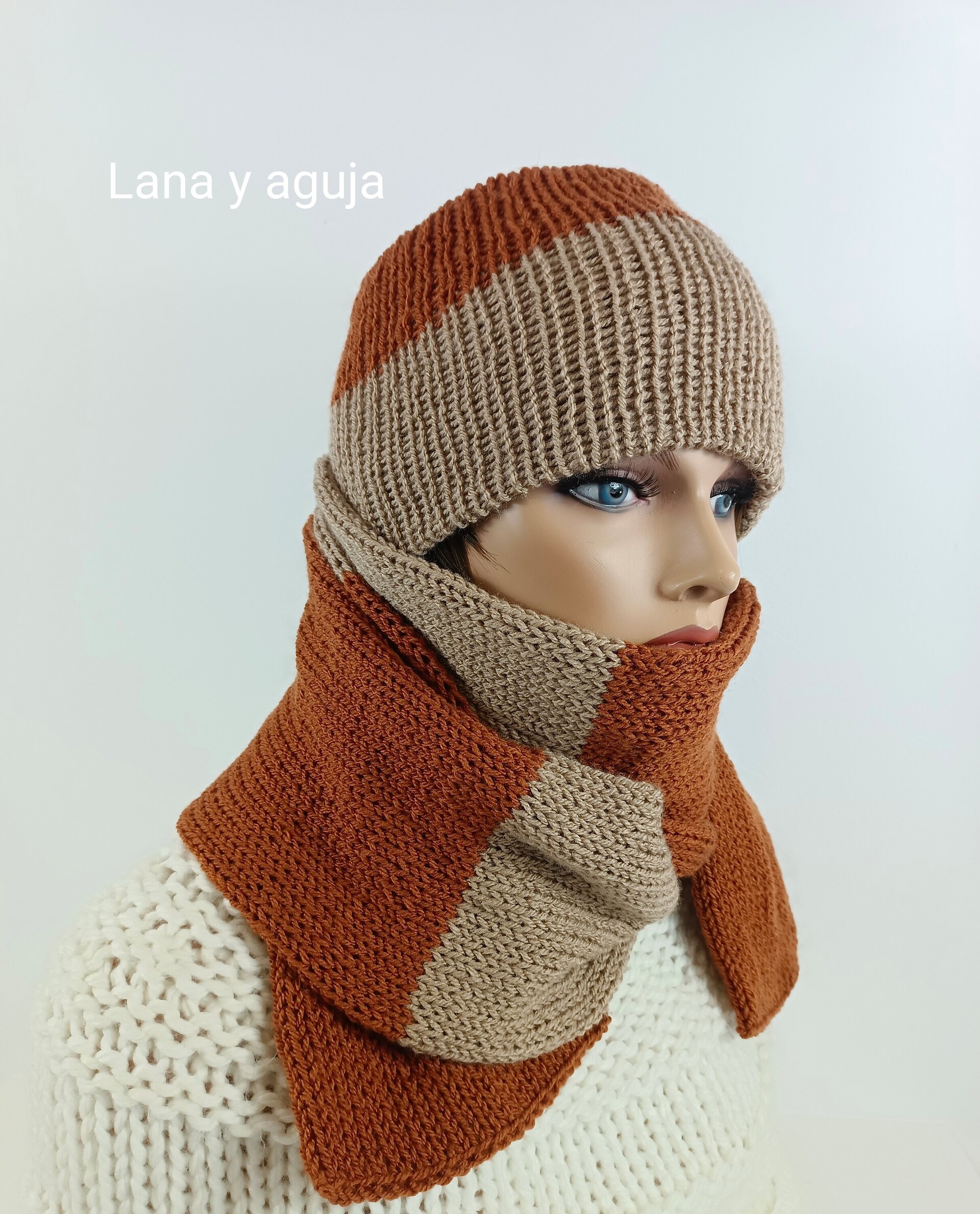 Conjunto de diadema y bufanda de lana, hecho a mano. - 3