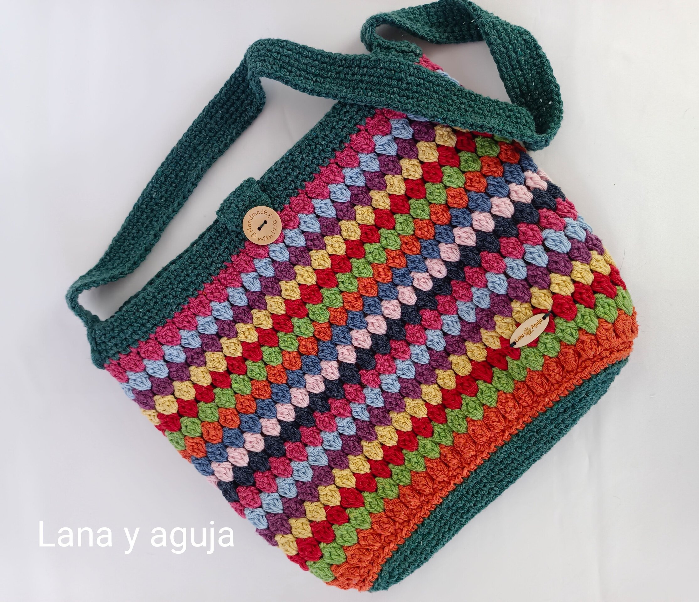 Bolso de crochet, bolso de hombro, tejido a mano, diseño original. - 4