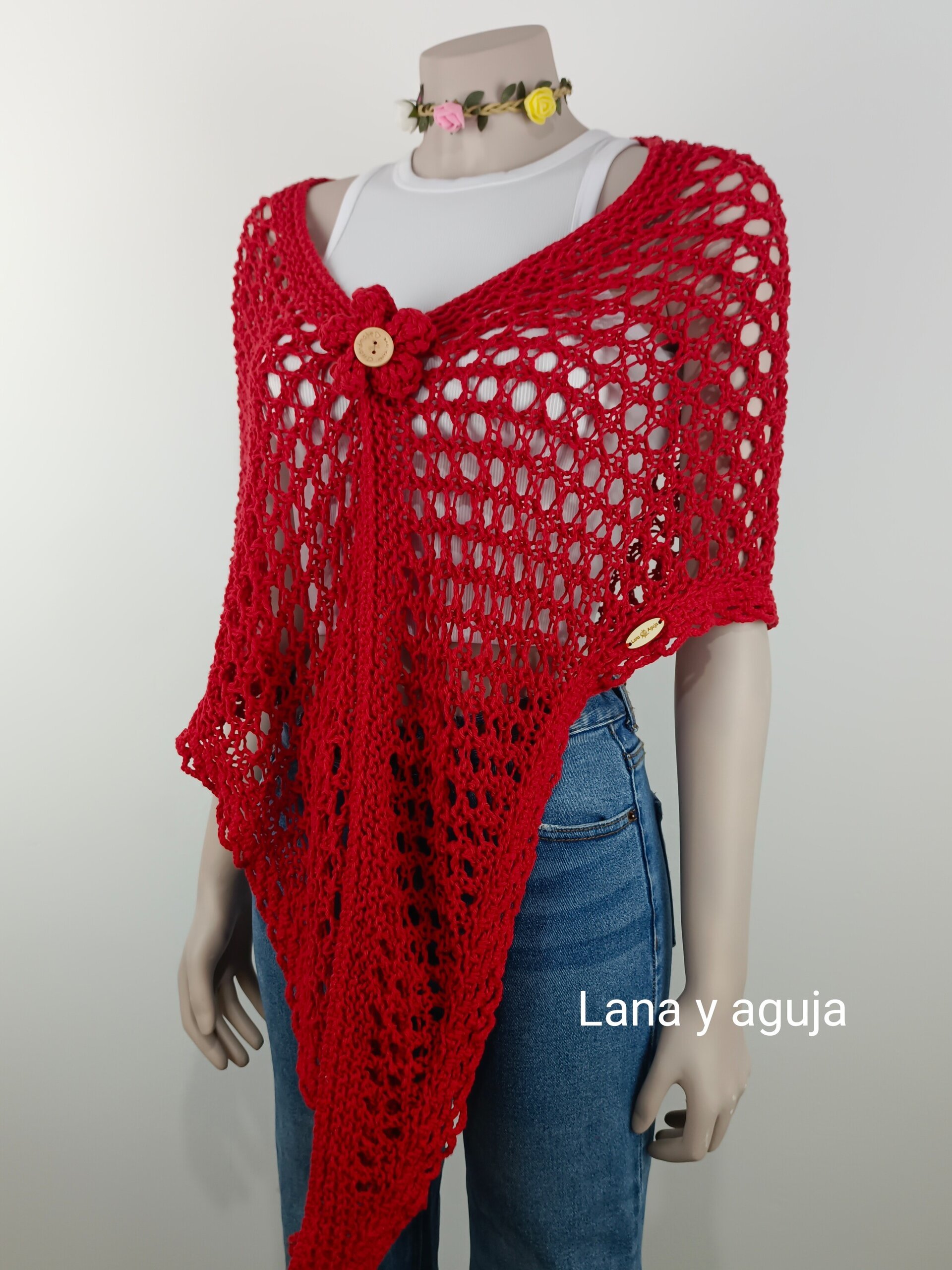 Chal de algodón, VARIOS COLORES, fular mujer tejido a mano, talla única. - 3