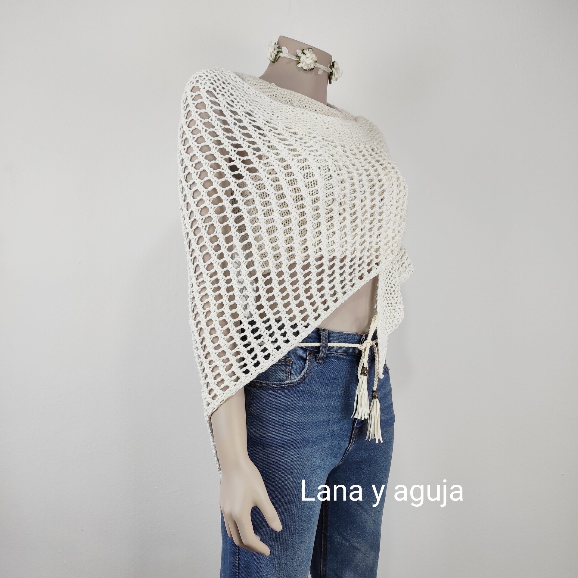 Chal de algodón, VARIOS COLORES, fular tejido a mano, talla única. - 7