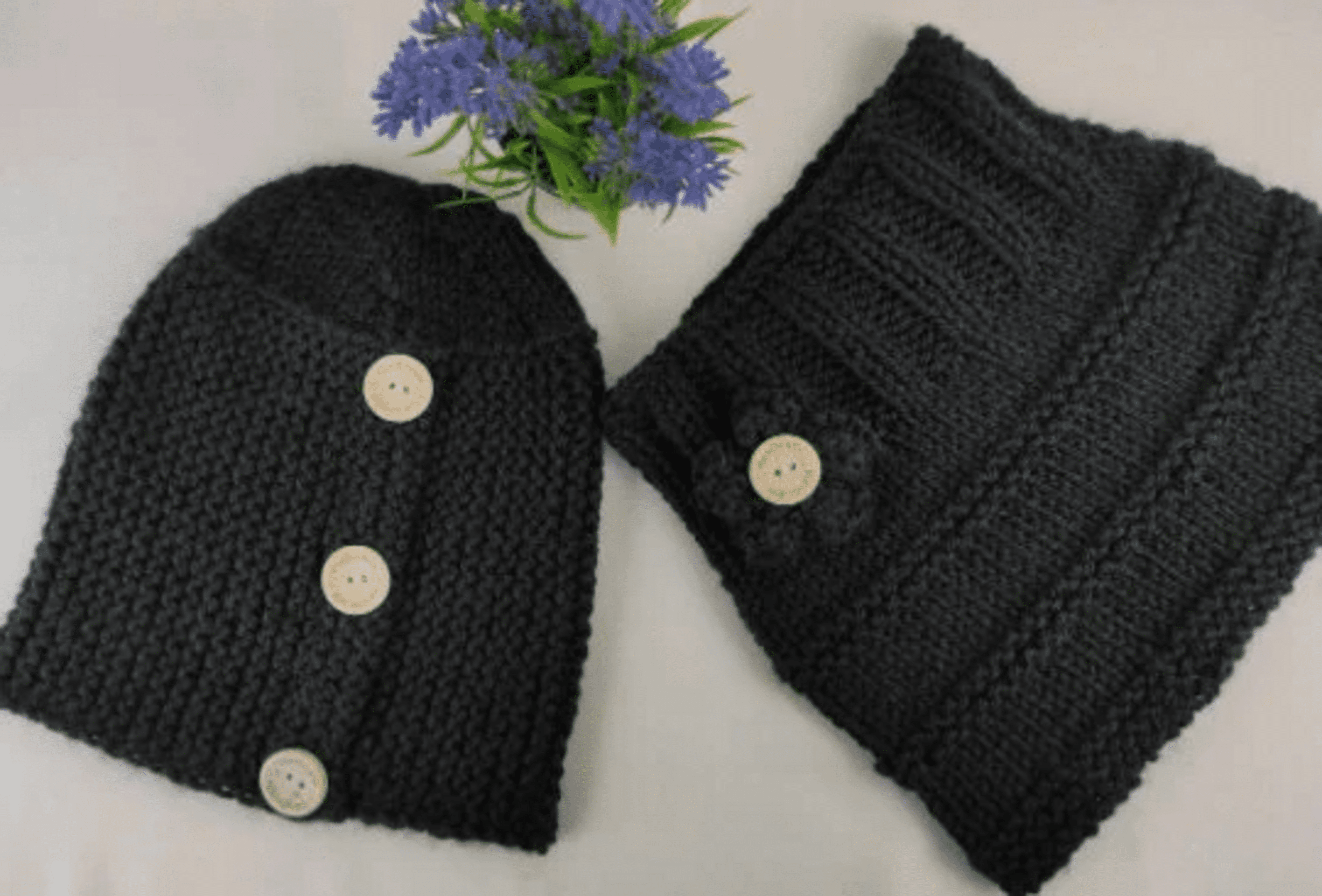 Conjunto de gorro y cuello de lana, tejido a mano. VARIOS COLORES. - 10