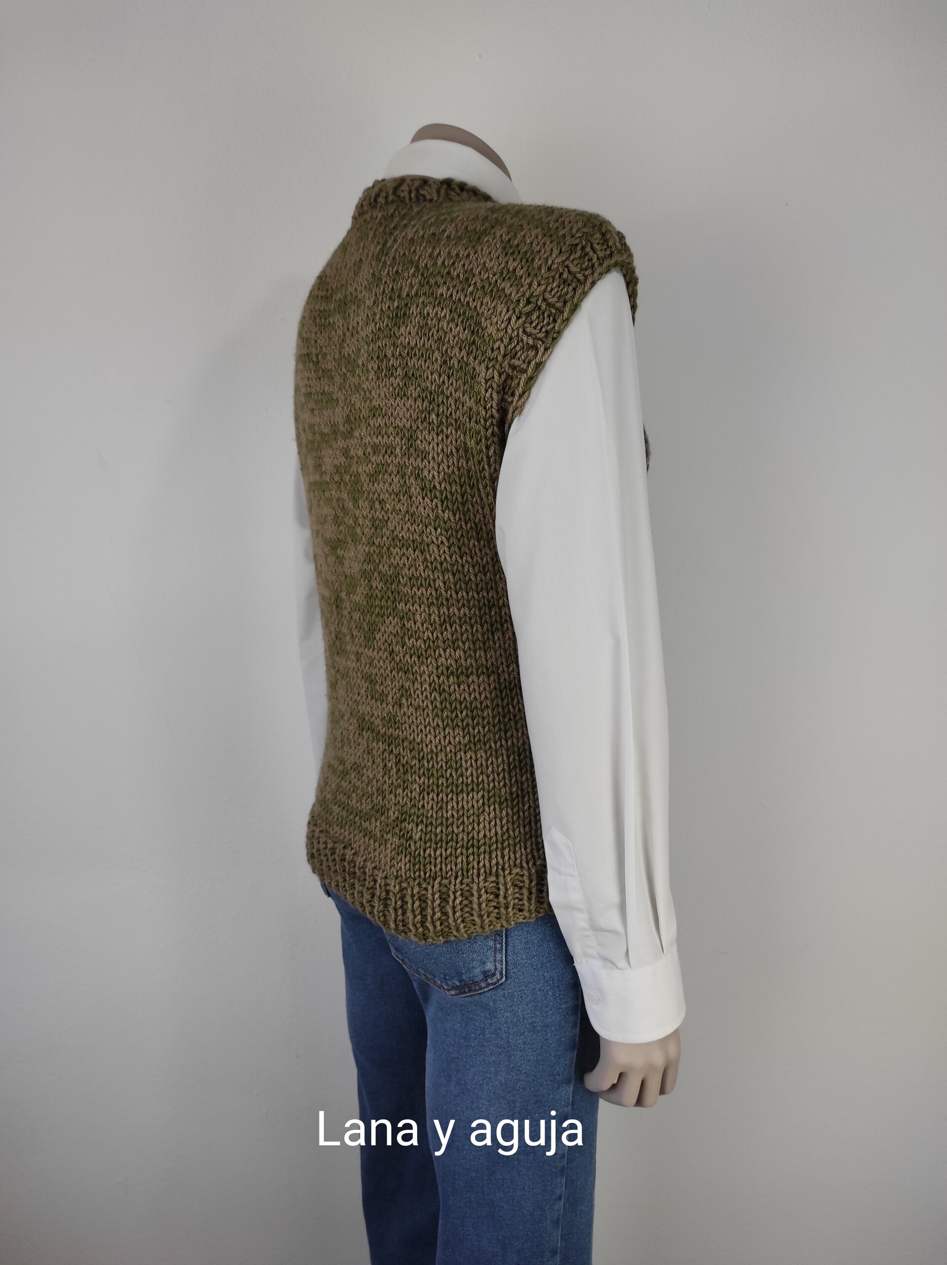 Chaleco de lana, Talla M, suéter de lana, cuello redondo. - 4