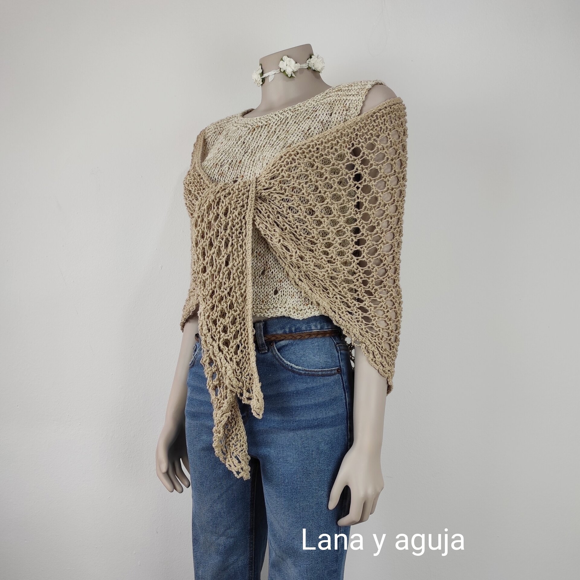 Chal de algodón, VARIOS COLORES, fular tejido a mano, talla única. - 6