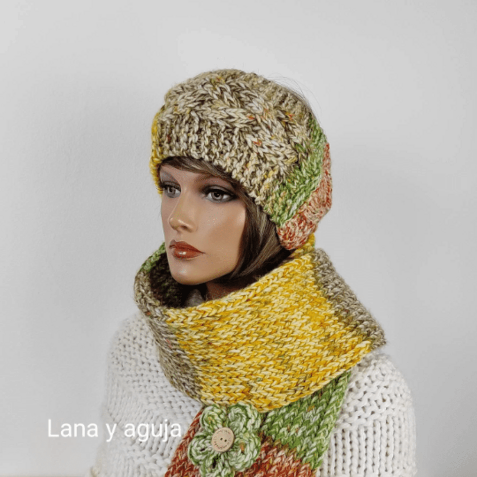 Conjunto de bufanda y diadema de lana para mujer. - 2