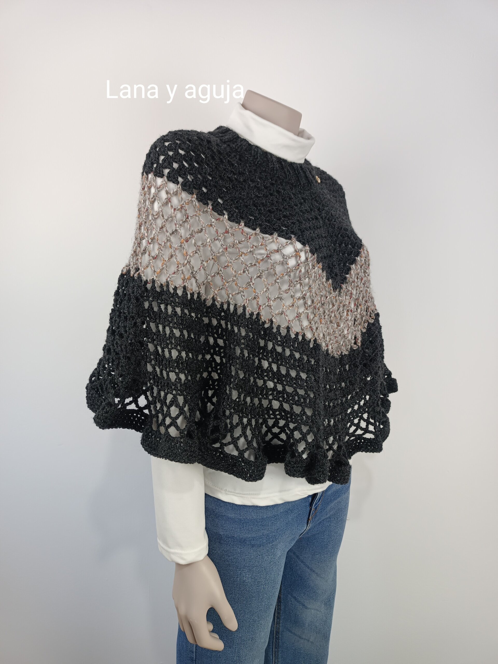 Poncho de crochet, TALLA M-L, capa para mujer, tejido a mano. VARIOS COLORES. - 3