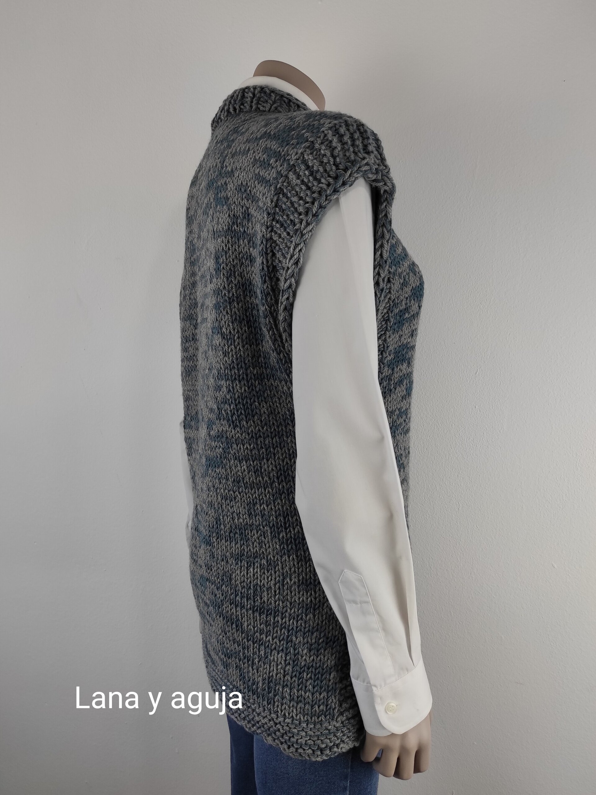 Chaleco de lana, Talla L, jersey de lana, cuello redondo. - 4