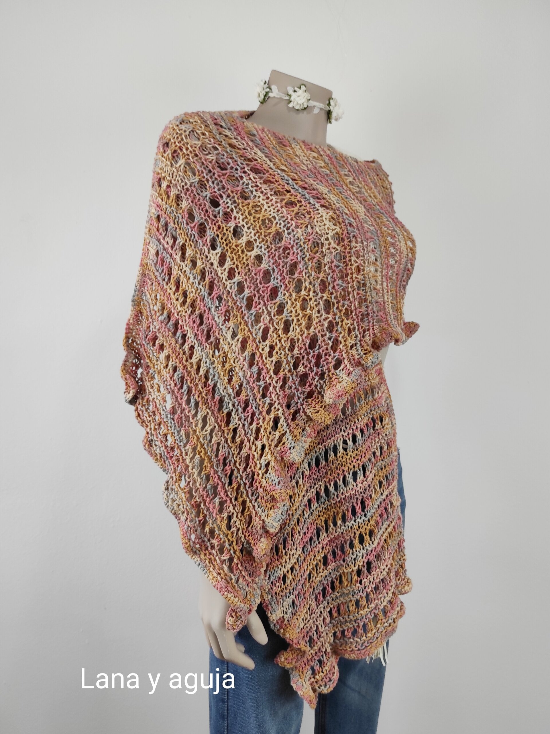 Chal de algodón, fular mujer tejido a mano, VARIOS COLORES. - 6