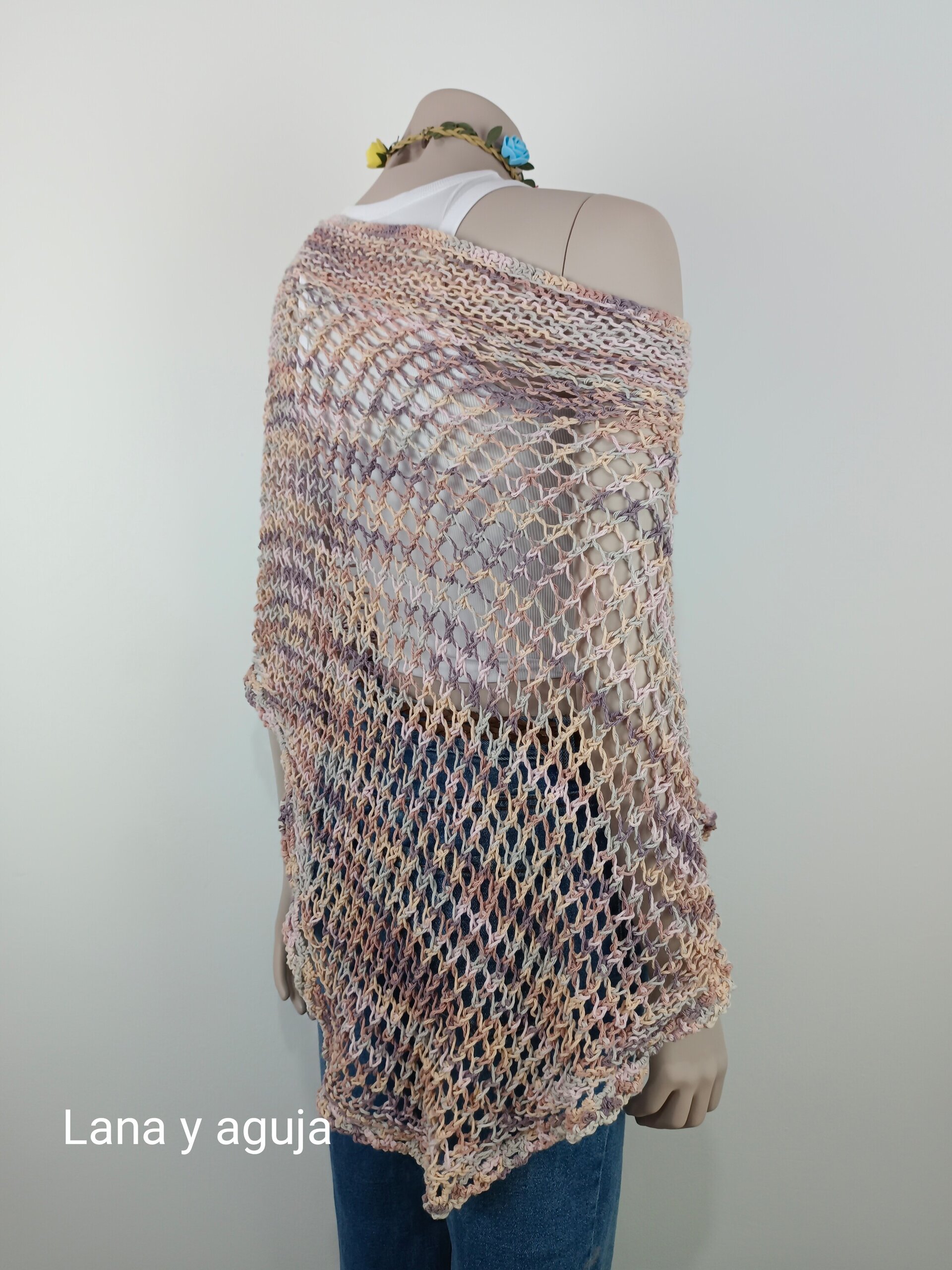 Chal de algodón, fular mujer tejido a mano, talla única, VARIOS COLORES. - 7