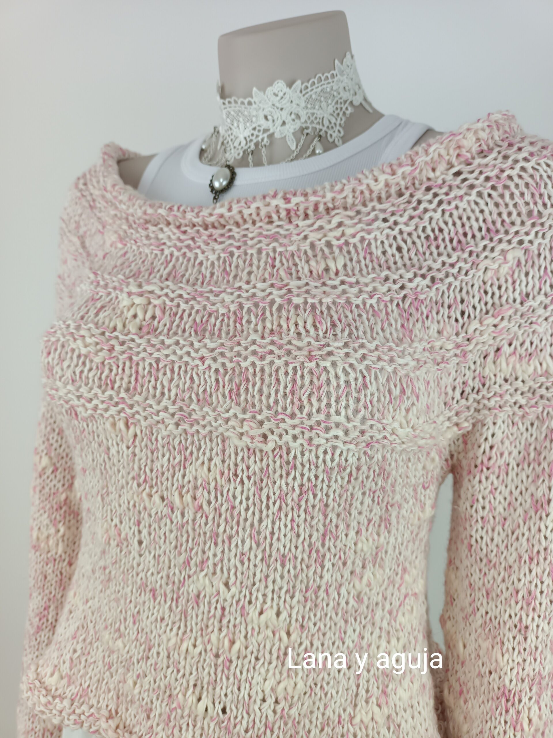 Jersey de lana, Talla S, suerte corto, algodón, bolero mujer, tejido a mano. - 9