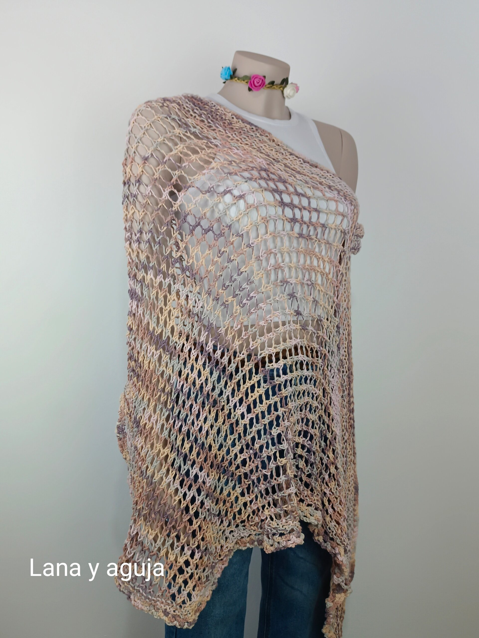 Chal de algodón, fular mujer tejido a mano, talla única, VARIOS COLORES. - 6
