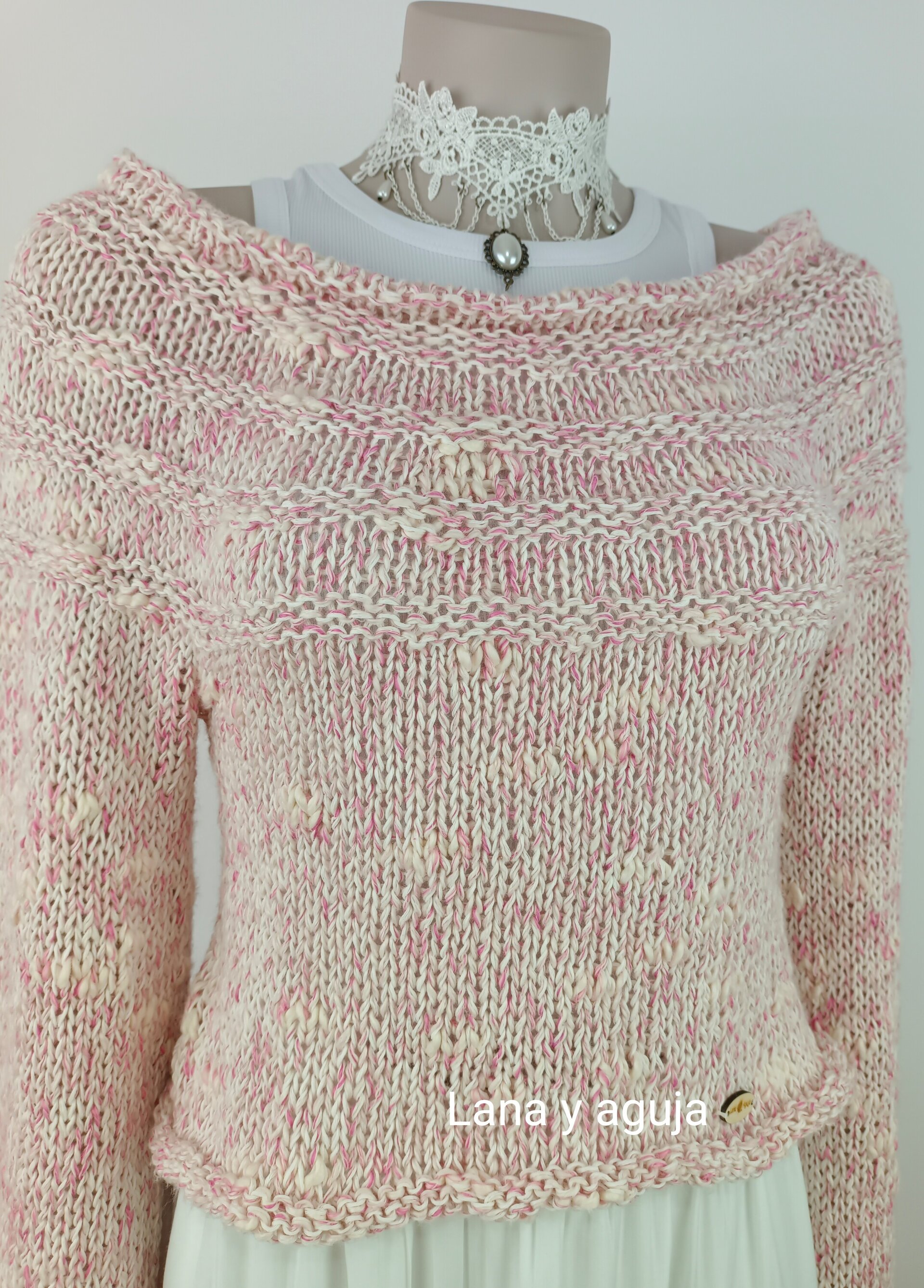 Jersey de lana, Talla S, suerte corto, algodón, bolero mujer, tejido a mano. - 8