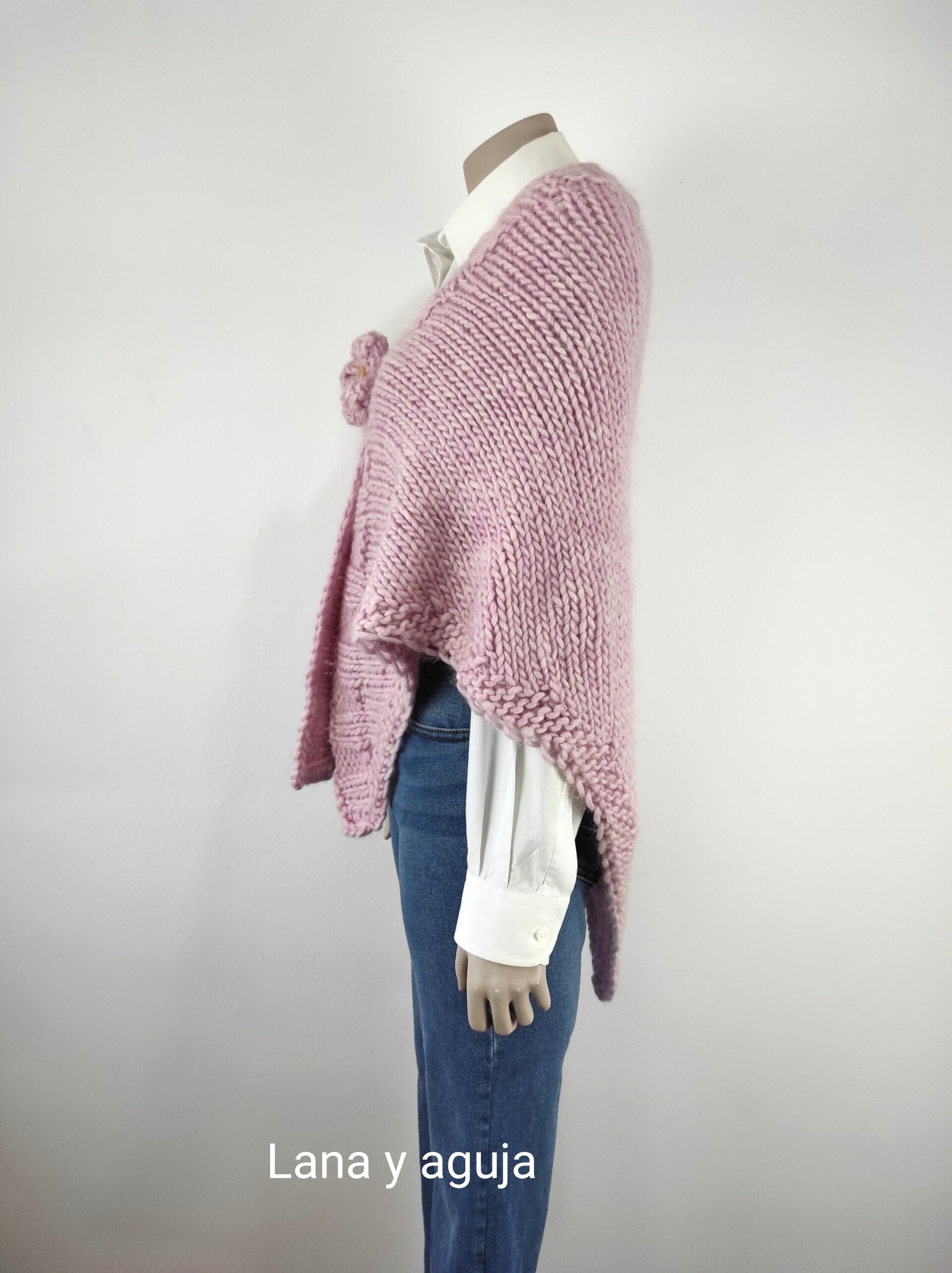 Poncho de lana, varios colores, chal mujer, tejido a mano. - 2