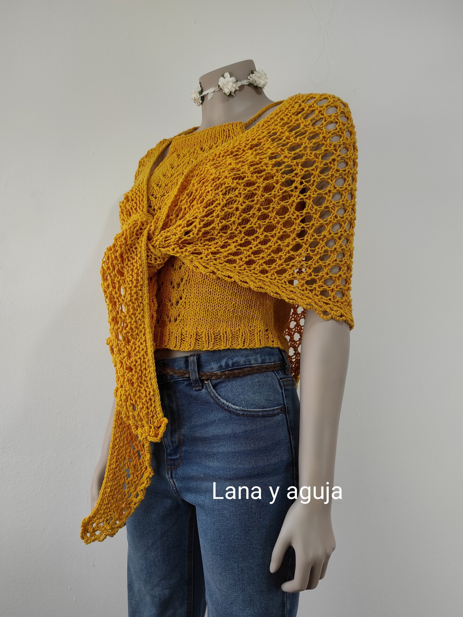 Chal de algodón, VARIOS COLORES, fular mujer tejido a mano, talla única. - 7