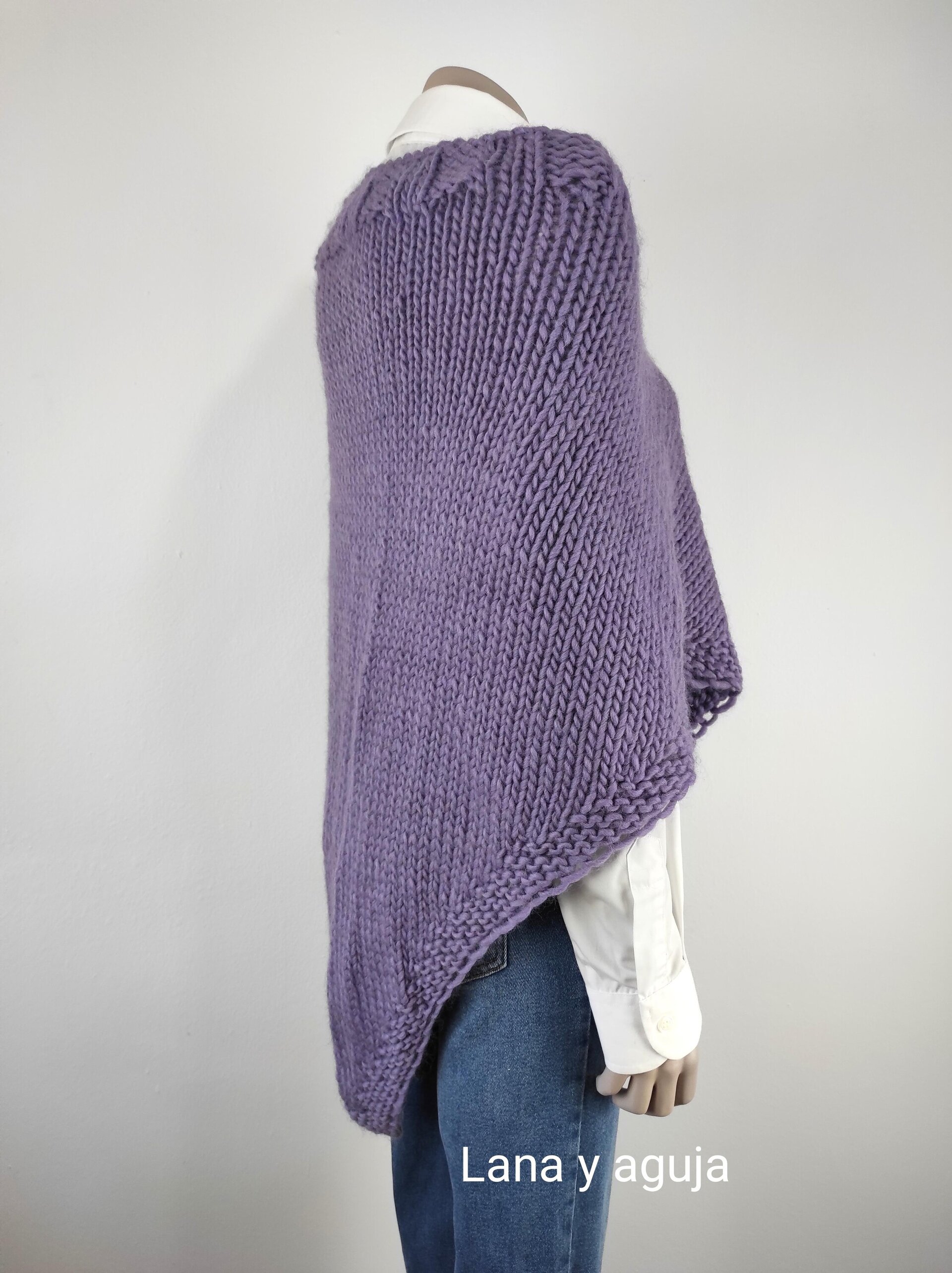 Poncho de lana, varios colores, chal mujer, tejido a mano. - 6