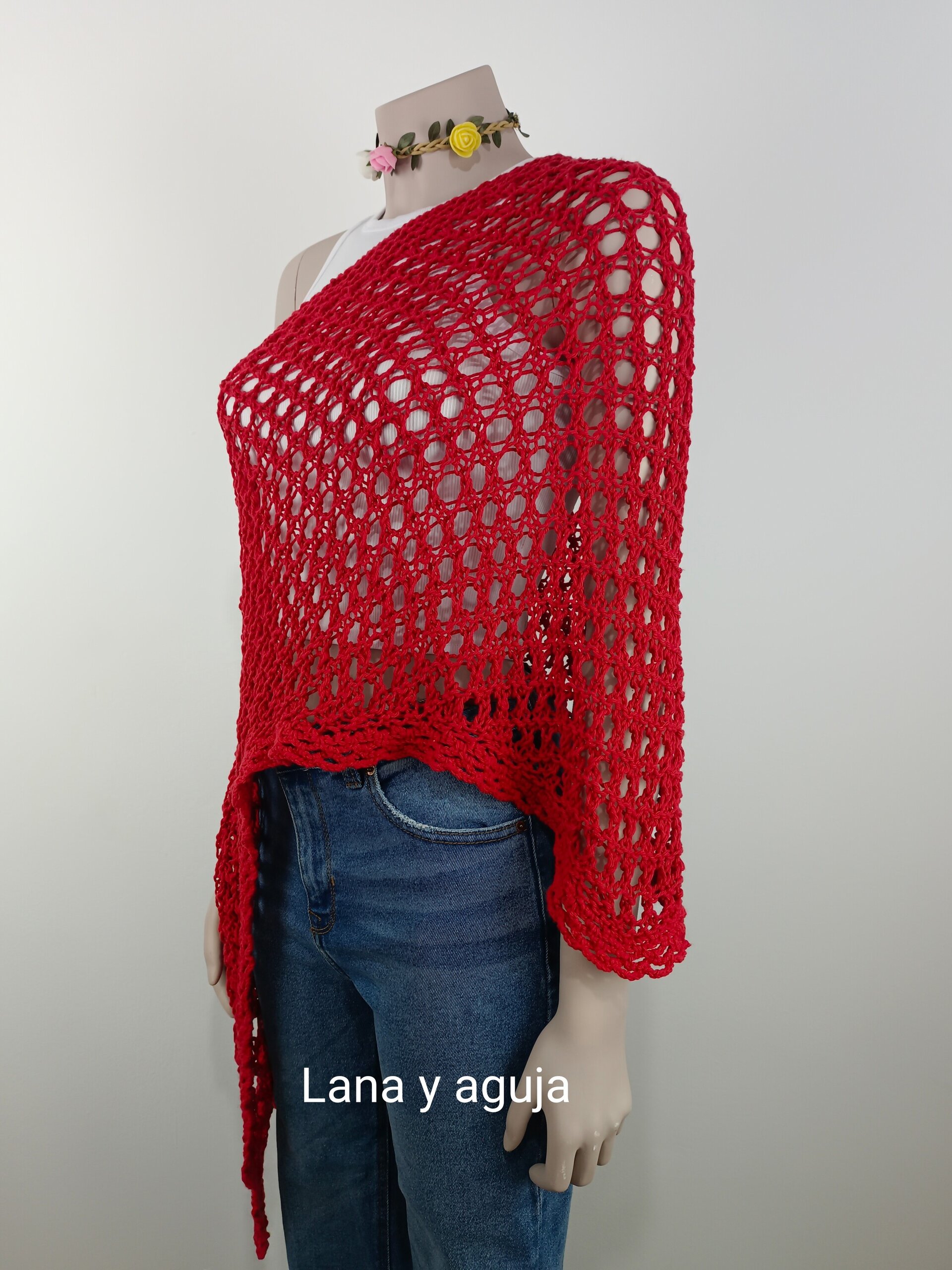 Chal de algodón, VARIOS COLORES, fular mujer tejido a mano, talla única. - 4