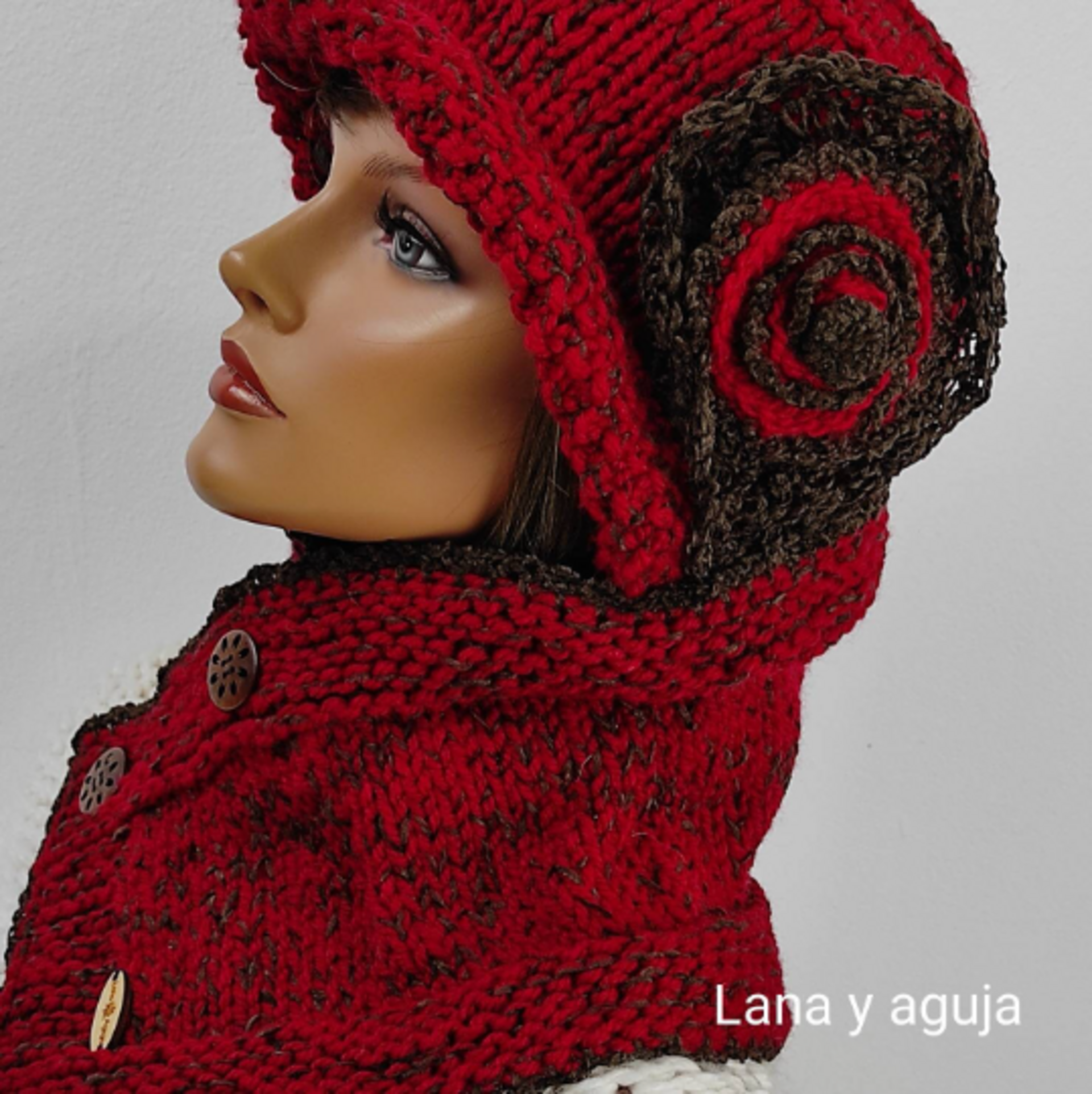 Conjunto de gorro y cuello de lana estilo años 20, tejido a mano. - 6