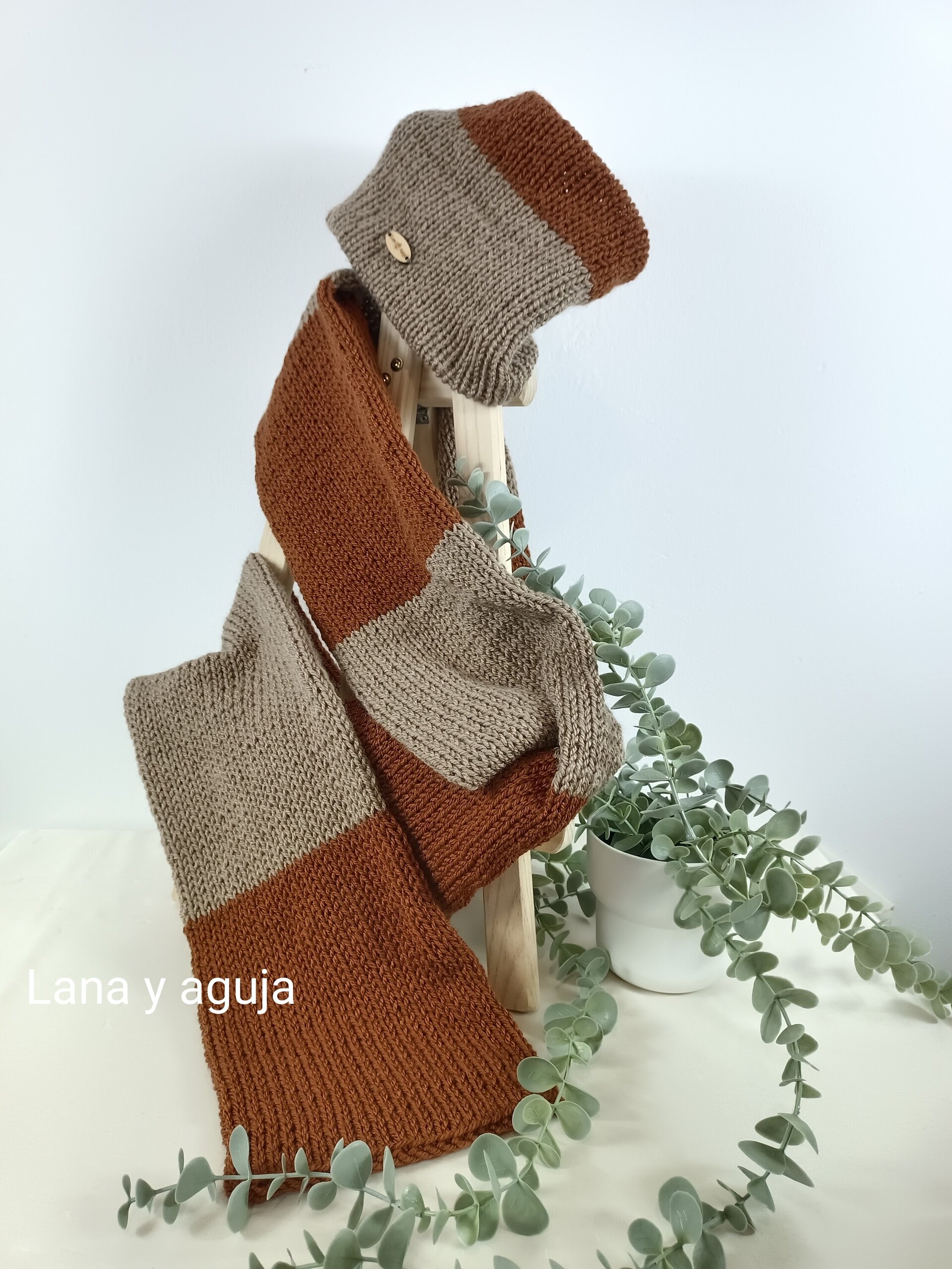 Conjunto de diadema y bufanda de lana, hecho a mano. - 6