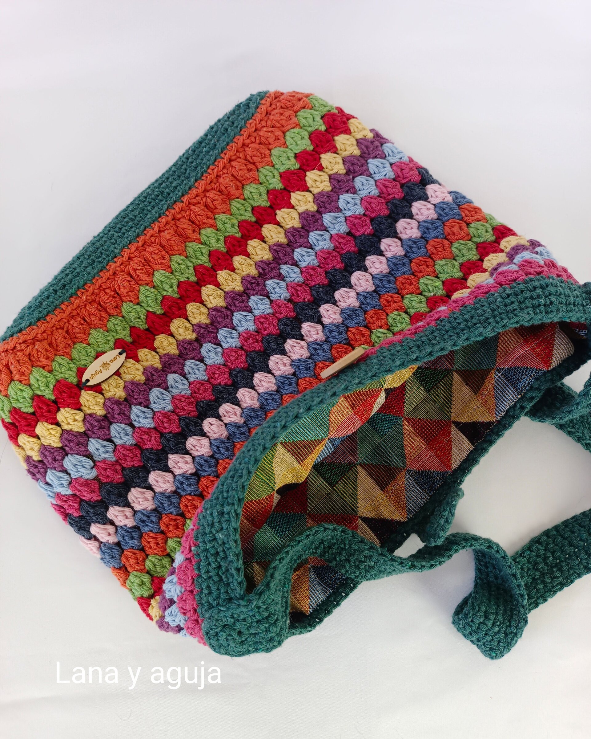 Bolso de crochet, bolso de hombro, tejido a mano, diseño original. - 3