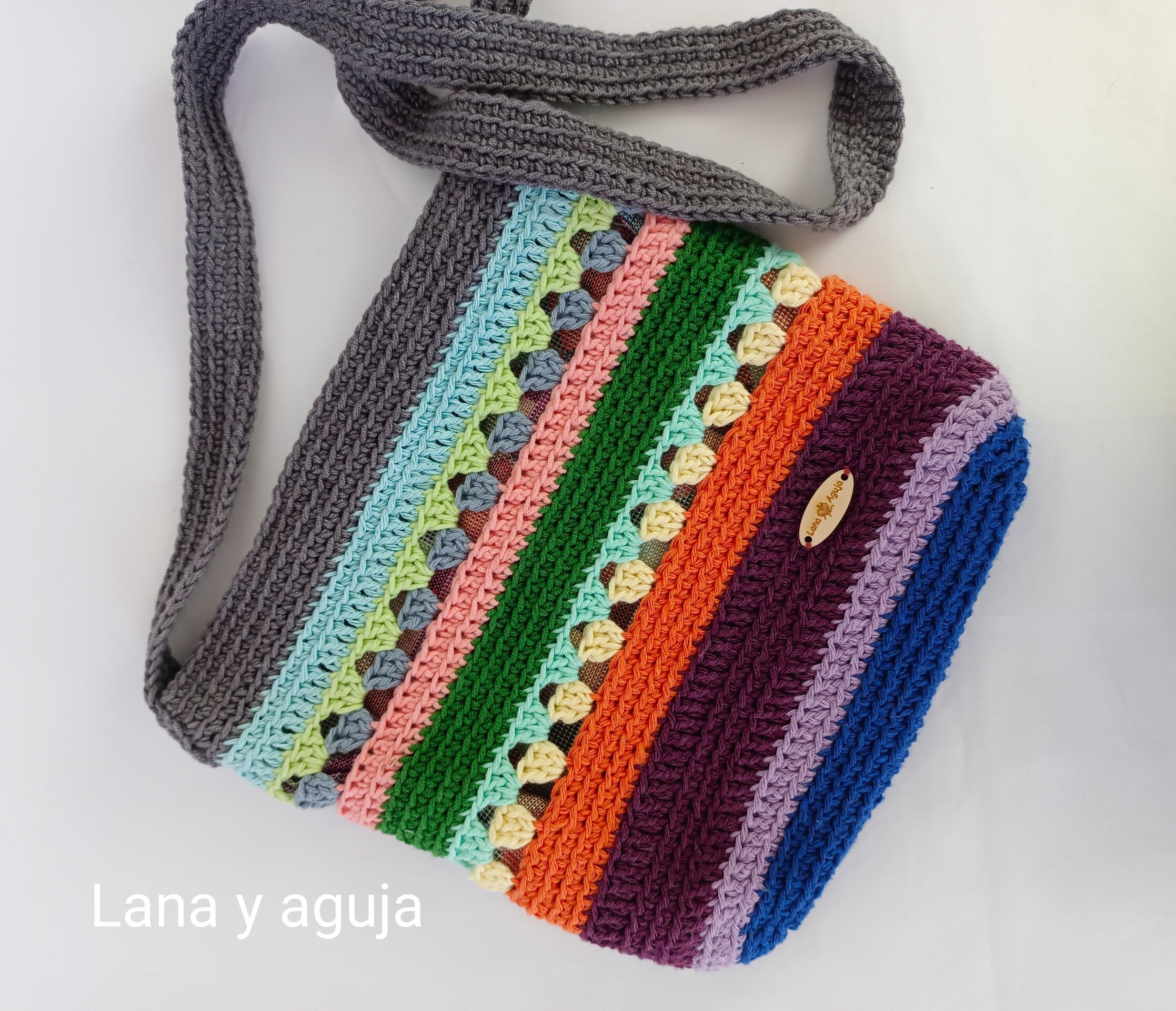 Bolso de crochet, bolso de hombro, tejido a mano, diseño original. - 4