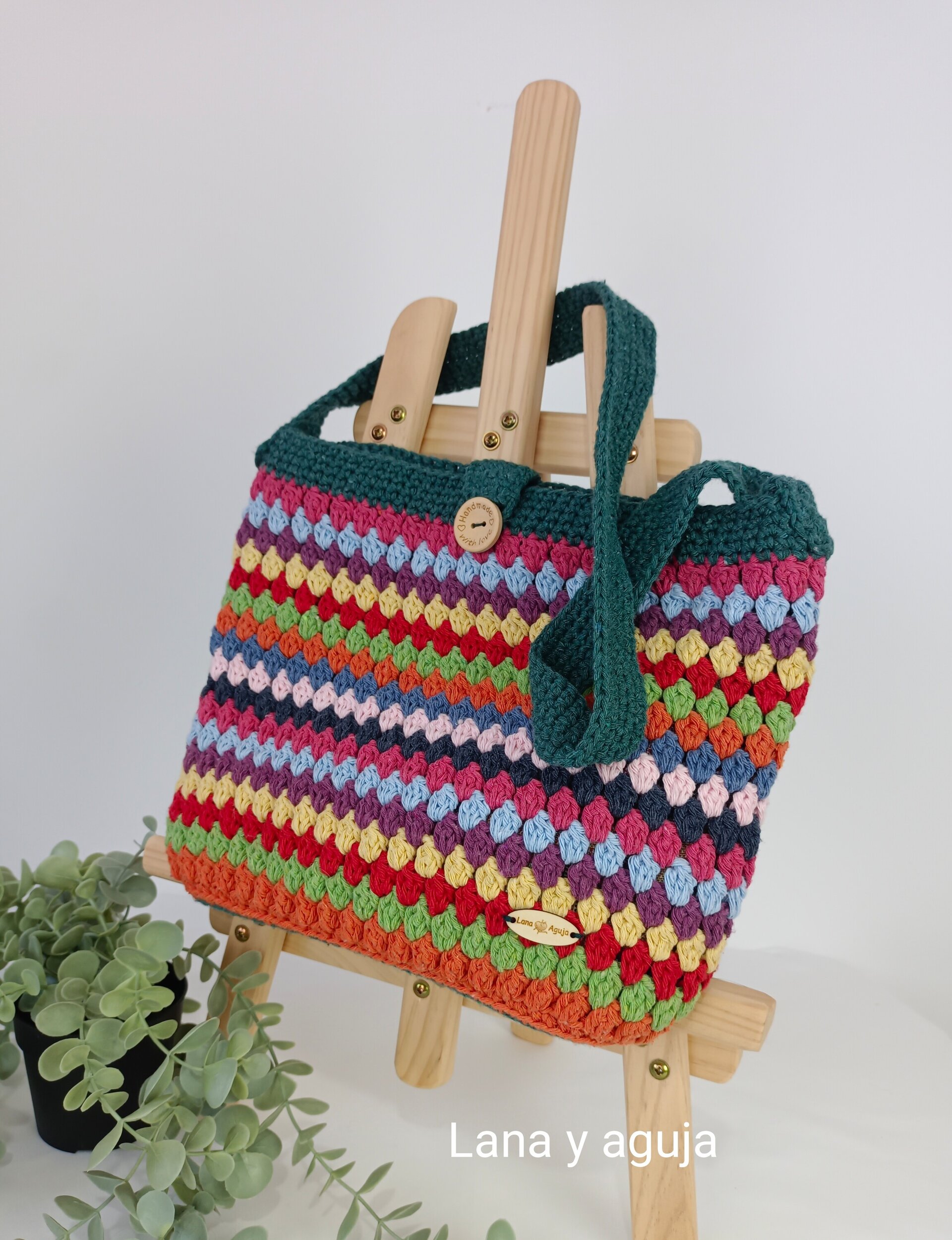 Bolso de crochet, bolso de hombro, tejido a mano, diseño original. - 2